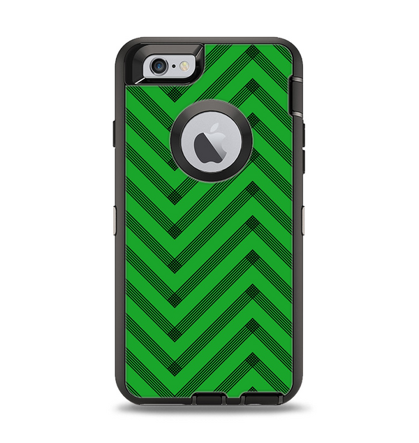 The Green & Black Sketch Chevron Apple iPhone 6 Otterbox Defender Case Skin Set