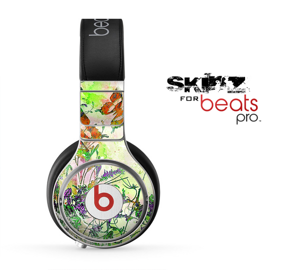 The Green Bright Watercolor Floral Skin for the Beats by Dre Pro Headphones