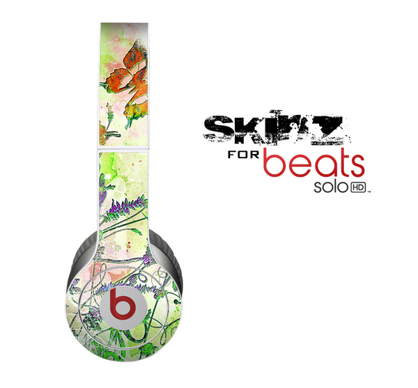 The Green Bright Watercolor Floral Skin for the Beats by Dre Solo-Solo HD Headphones