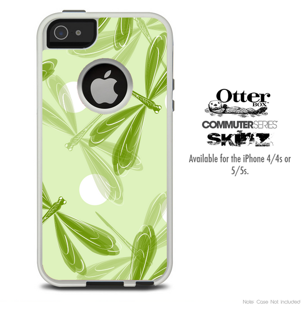 The Green DragonFly Bundle Skin For The iPhone 4-4s or 5-5s Otterbox Commuter Case