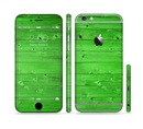 The Green Highlighted Wooden Planks Sectioned Skin Series for the Apple iPhone 6