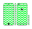 The Green & White Chevron Pattern Sectioned Skin Series for the Apple iPhone 6 Plus