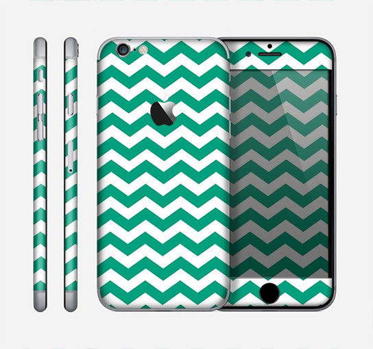The Green & White Chevron Pattern V2 Skin for the Apple iPhone 6