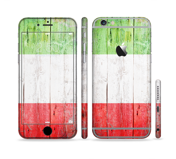 The Green, White and Red Flag Wood Sectioned Skin Series for the Apple iPhone 6