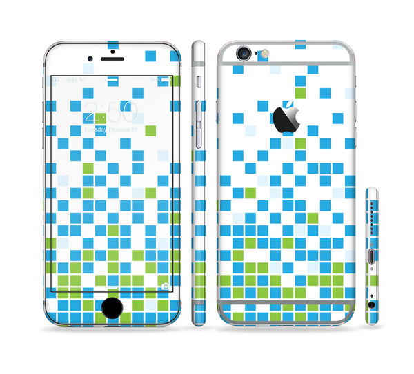 The Green and Blue Mosaic Pattern Sectioned Skin Series for the Apple iPhone 6