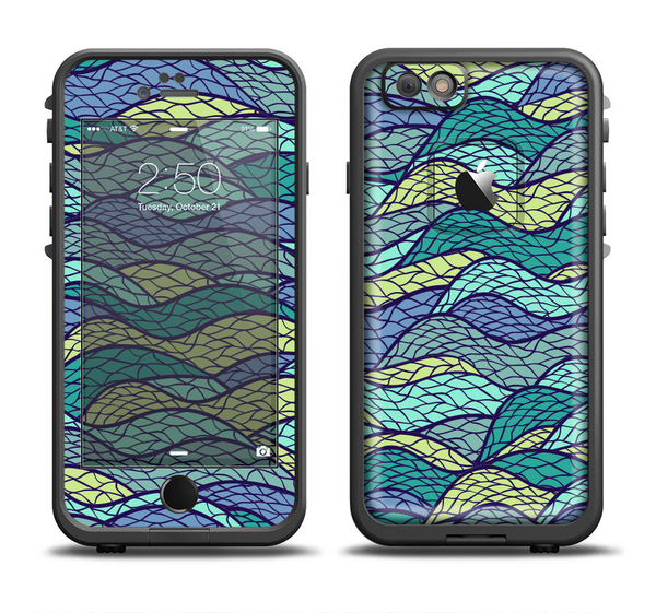 The Green and Blue Stain Glass Apple iPhone 6/6s LifeProof Fre Case Skin Set