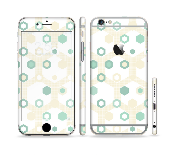 The Green and Yellow Layered Vintage Hexagons Sectioned Skin Series for the Apple iPhone 6