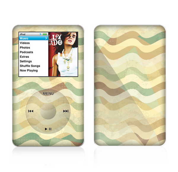 The Green and Yellow Wave Pattern v3 Skin For The Apple iPod Classic