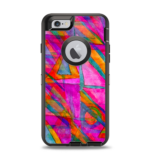 The Grunge Abstract Pink Painted Shapes Apple iPhone 6 Otterbox Defender Case Skin Set