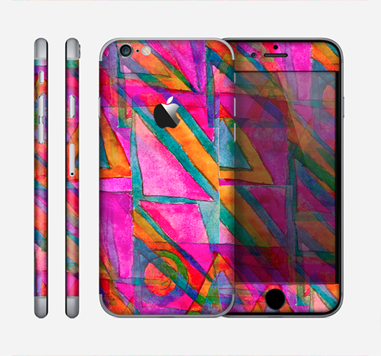 The Grunge Abstract Pink Painted Shapes Skin for the Apple iPhone 6