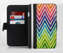 The Grunge Vibrant Green and Neon Chevron Pattern Ink-Fuzed Leather Folding Wallet Credit-Card Case for the Apple iPhone 6/6s, 6/6s Plus, 5/5s and 5c