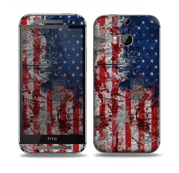 The Grungy American Flag Skin for the HTC One M8