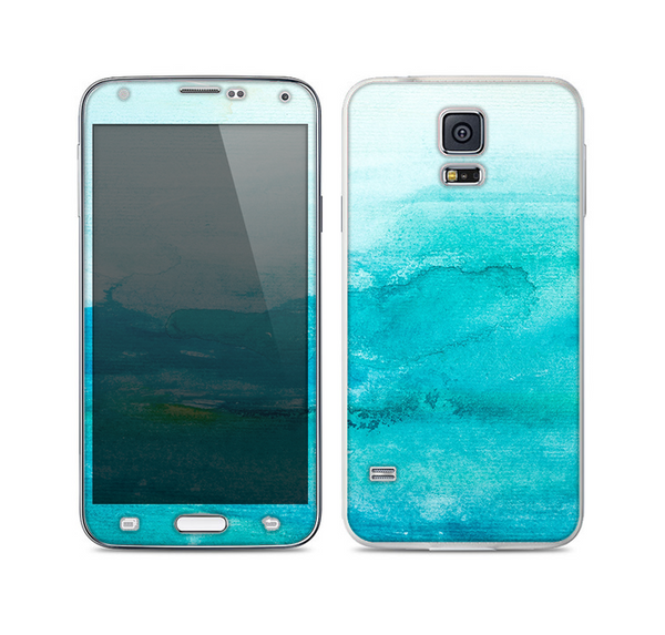 The Grungy Blue Watercolor Surface Skin For the Samsung Galaxy S5