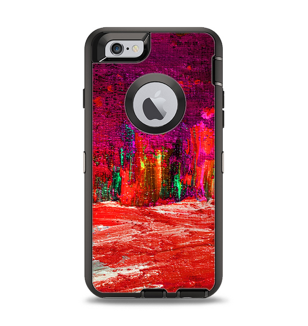 The Grungy Red Abstract Paint Apple iPhone 6 Otterbox Defender Case Skin Set