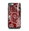 The Grungy Red & White Stitched Pattern Apple iPhone 6 Otterbox Symmetry Case Skin Set