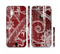 The Grungy Red & White Stitched Pattern Sectioned Skin Series for the Apple iPhone 6 Plus