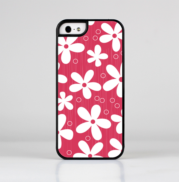The Hanging White Vector Floral Over Red Skin-Sert for the Apple iPhone 5-5s Skin-Sert Case