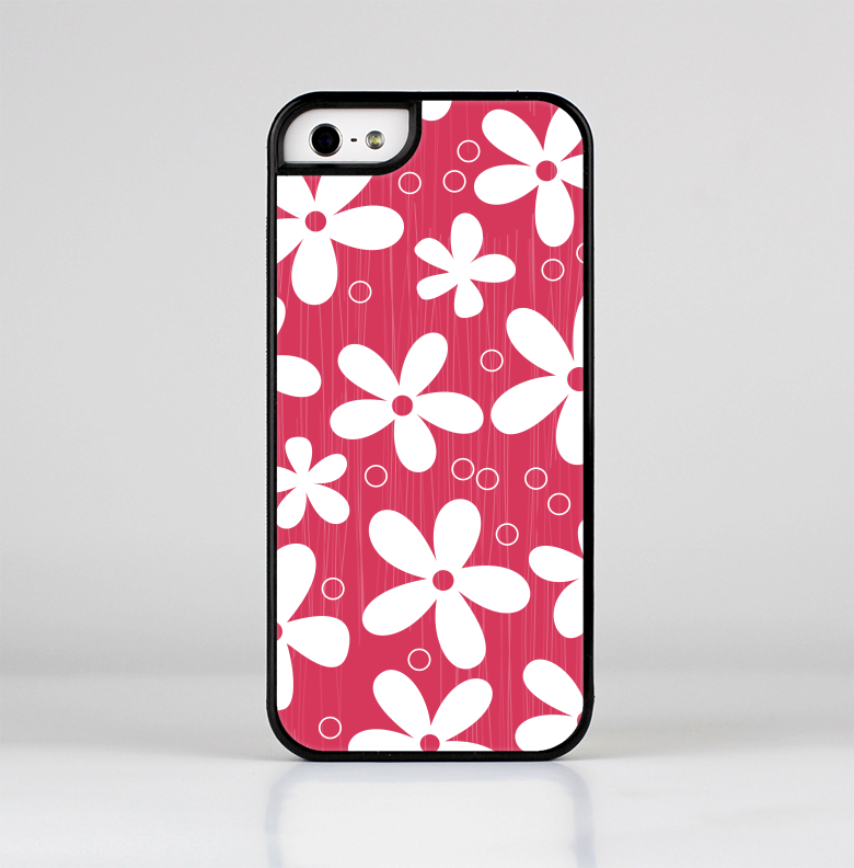 The Hanging White Vector Floral Over Red Skin-Sert for the Apple iPhone 5-5s Skin-Sert Case