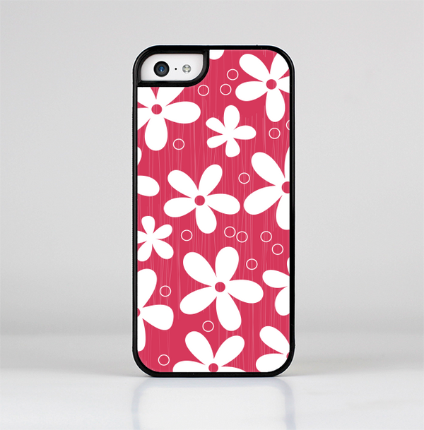 The Hanging White Vector Floral Over Red Skin-Sert for the Apple iPhone 5c Skin-Sert Case