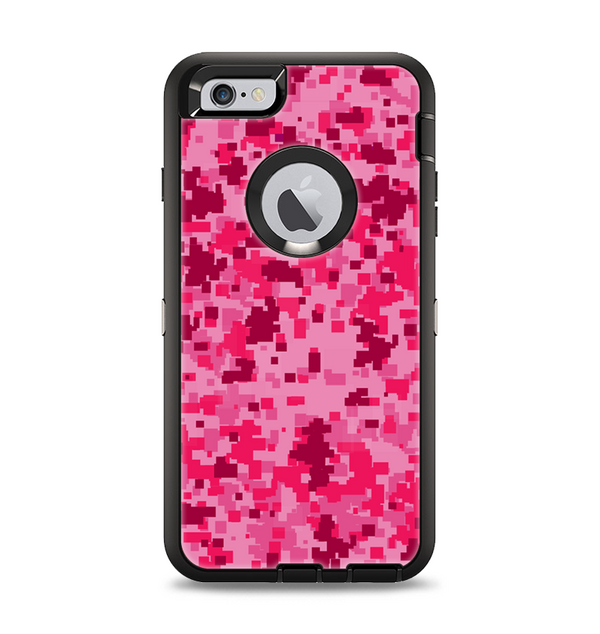 The Hot Pink Digital Camouflage Apple iPhone 6 Plus Otterbox Defender Case Skin Set