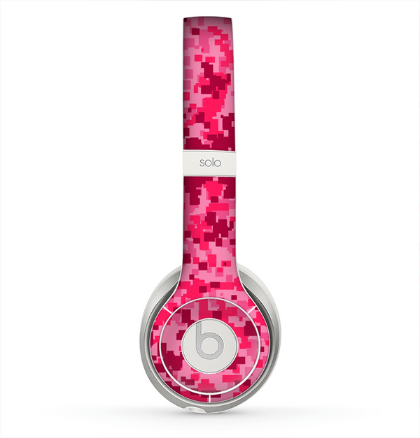 The Hot Pink Digital Camouflage Skin for the Beats by Dre Solo 2 Headphones