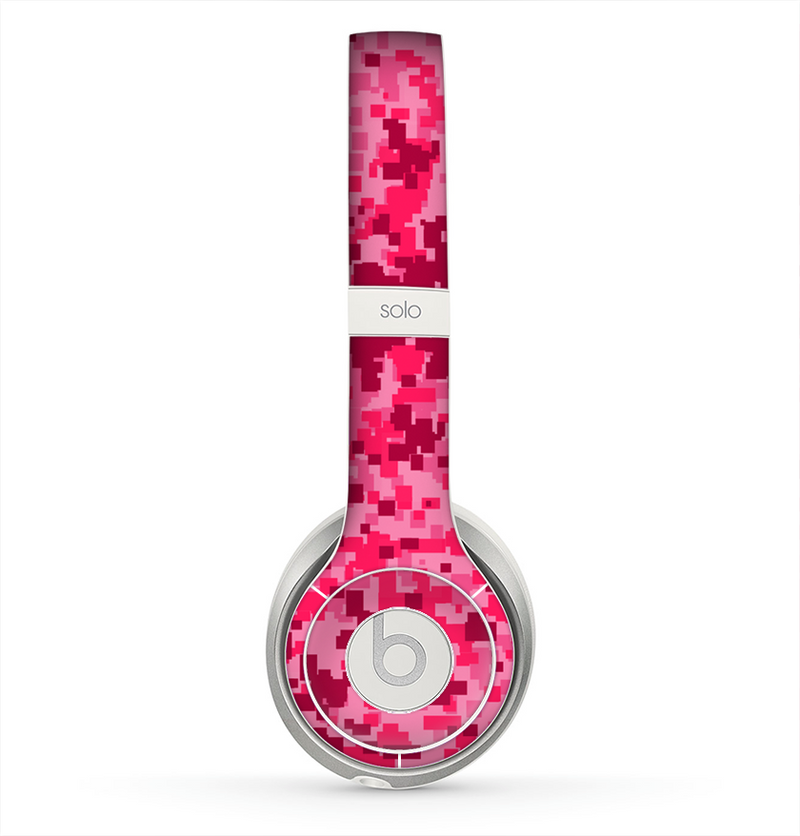 The Hot Pink Digital Camouflage Skin for the Beats by Dre Solo 2 Headphones