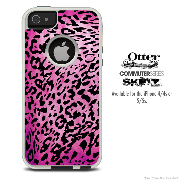 The Hot Pink Leopard V4 Skin For The iPhone 4-4s or 5-5s Otterbox Commuter Case