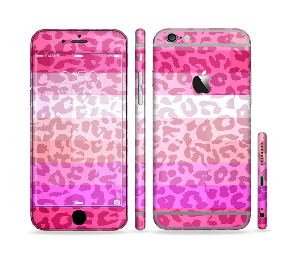 The Hot Pink Striped Cheetah Print Sectioned Skin Series for the Apple iPhone 6 Plus