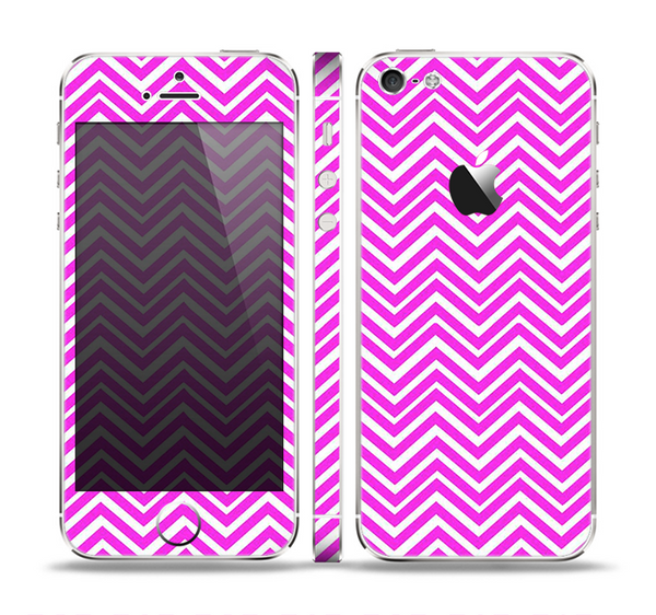 The Hot Pink Thin Sharp Chevron Skin Set for the Apple iPhone 5