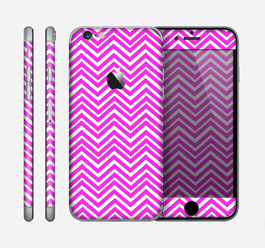 The Hot Pink Thin Sharp Chevron Skin for the Apple iPhone 6
