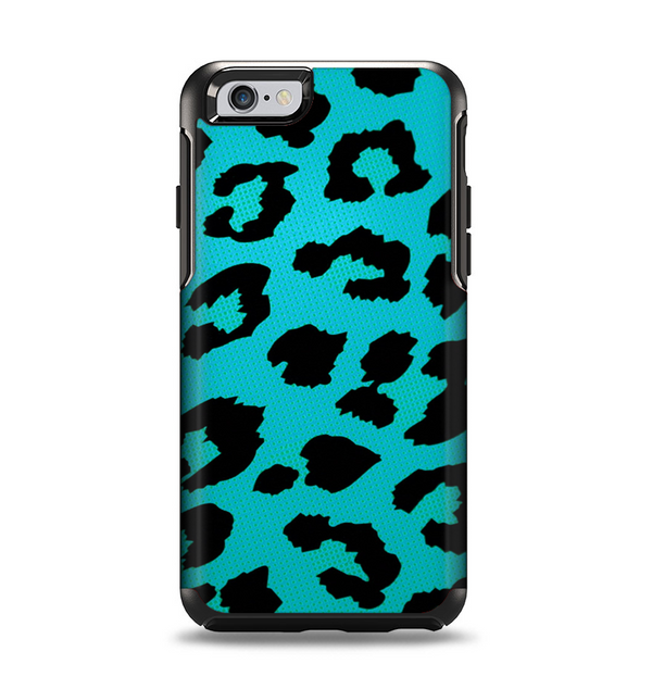 The Hot Teal Vector Leopard Print Apple iPhone 6 Otterbox Symmetry Case Skin Set