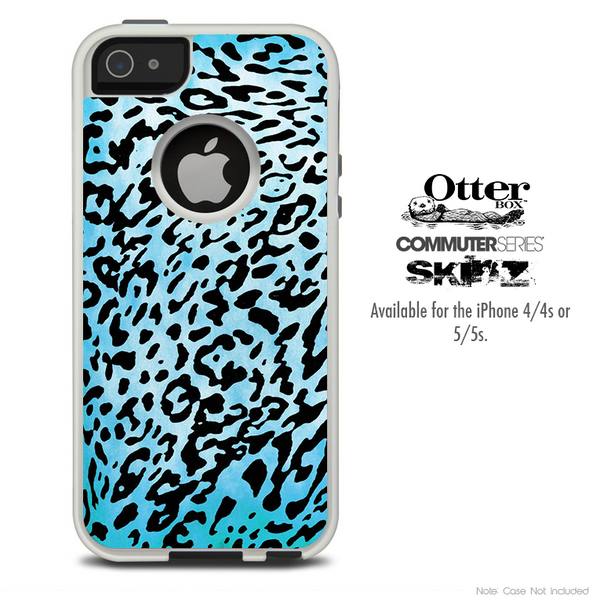 The Hot Turquoise Leopard V4 Skin For The iPhone 4-4s or 5-5s Otterbox Commuter Case