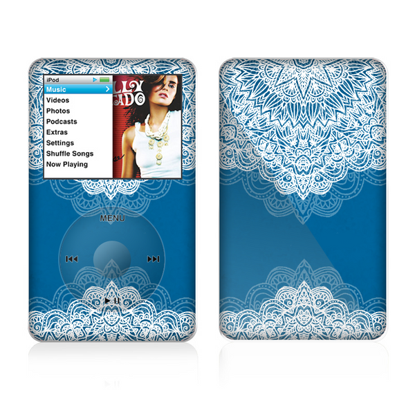 The Intricate Blue & White Snowflake Name Script Skin For The Apple iPod Classic