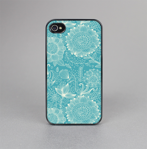 The Intricate Teal Floral Pattern Skin-Sert for the Apple iPhone 4-4s Skin-Sert Case