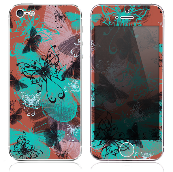 The Inverted Abstract Butterfly Shadow V3 Skin for the iPhone 3, 4-4s, 5-5s or 5c