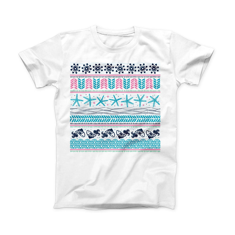 The Jumping Fish Repeating Pattern ink-Fuzed Front Spot Graphic Unisex Soft-Fitted Tee Shirt