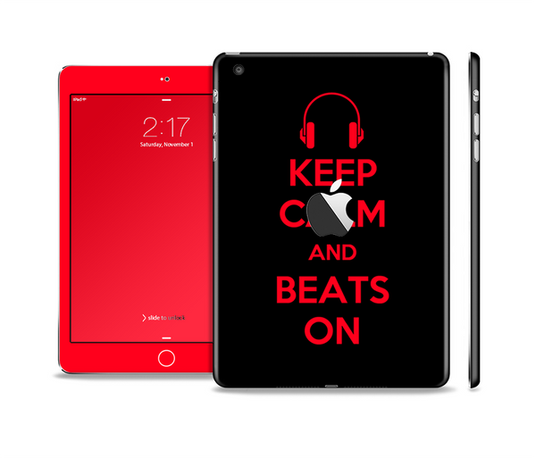 The Keep Calm & Beats On Red Skin Set for the Apple iPad Mini 4