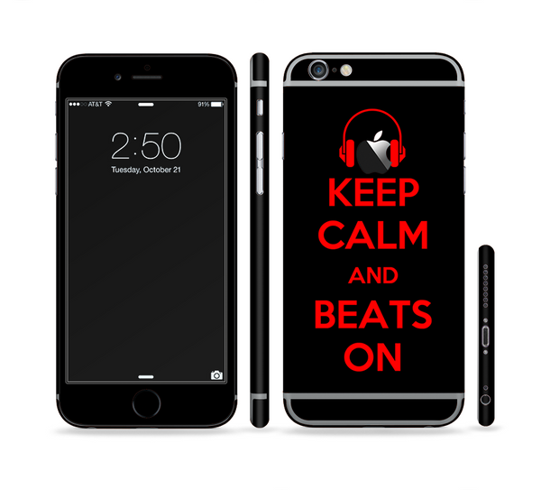 The Keep Calm & Beats On Red Sectioned Skin Series for the Apple iPhone 6s Plus