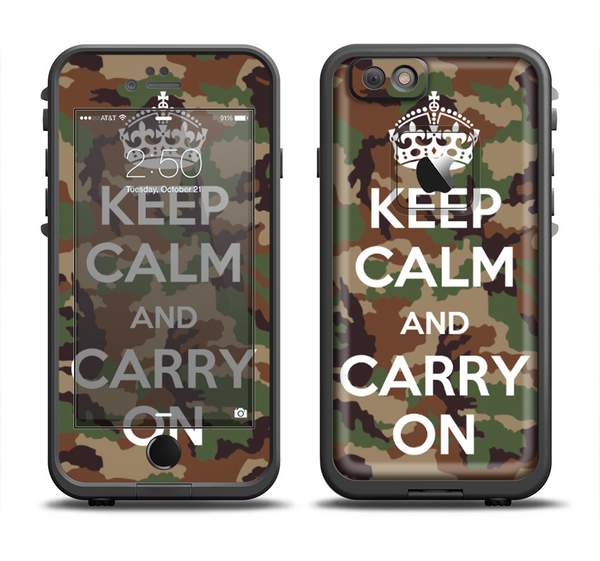 The Keep Calm & Carry On Camouflage Apple iPhone 6 LifeProof Fre Case Skin Set