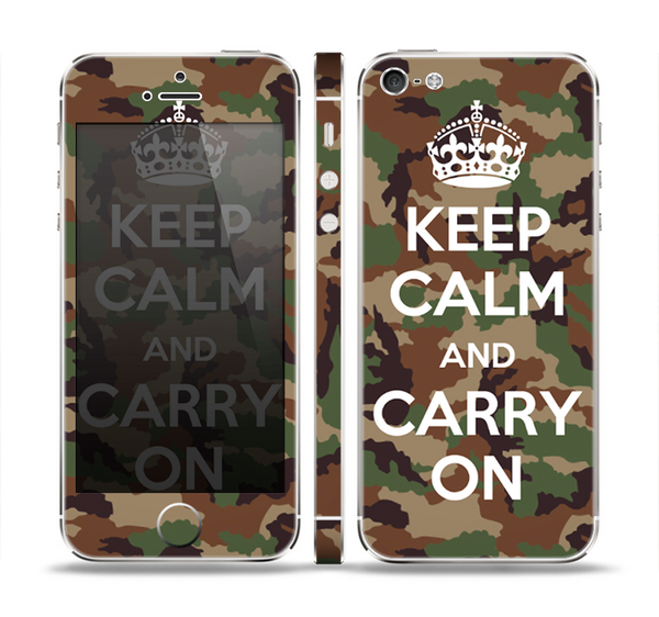 The Keep Calm & Carry On Camouflage Skin Set for the Apple iPhone 5
