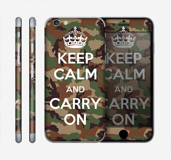 The Keep Calm & Carry On Camouflage Skin for the Apple iPhone 6 Plus