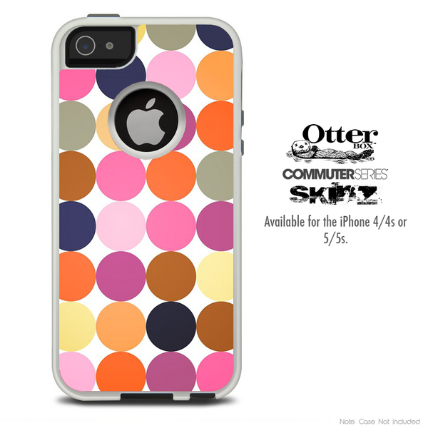 The Large Colored Polka Dotted Skin For The iPhone 4-4s or 5-5s Otterbox Commuter Case