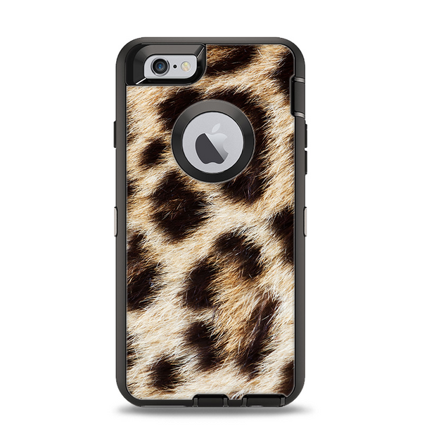 The Leopard Furry Animal Hide Apple iPhone 6 Otterbox Defender Case Skin Set