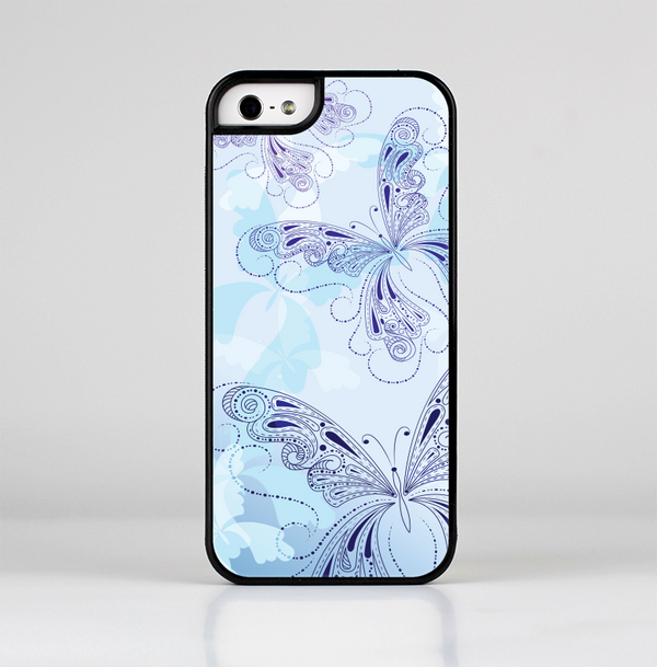 The Light Blue Butterfly Outline Skin-Sert for the Apple iPhone 5-5s Skin-Sert Case