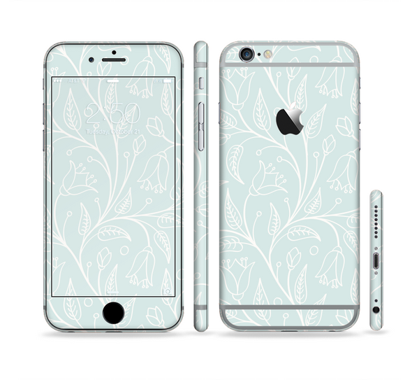 The Light Blue Floral Branches Sectioned Skin Series for the Apple iPhone 6 Plus