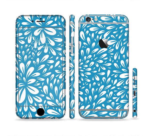 The Light Blue & White Floral Sprout Sectioned Skin Series for the Apple iPhone 6 Plus