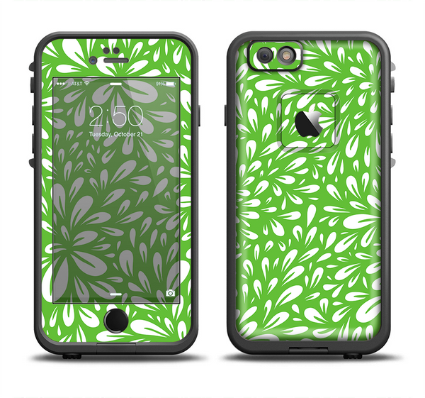 The Light Green & White Floral Sprout Apple iPhone 6 LifeProof Fre Case Skin Set