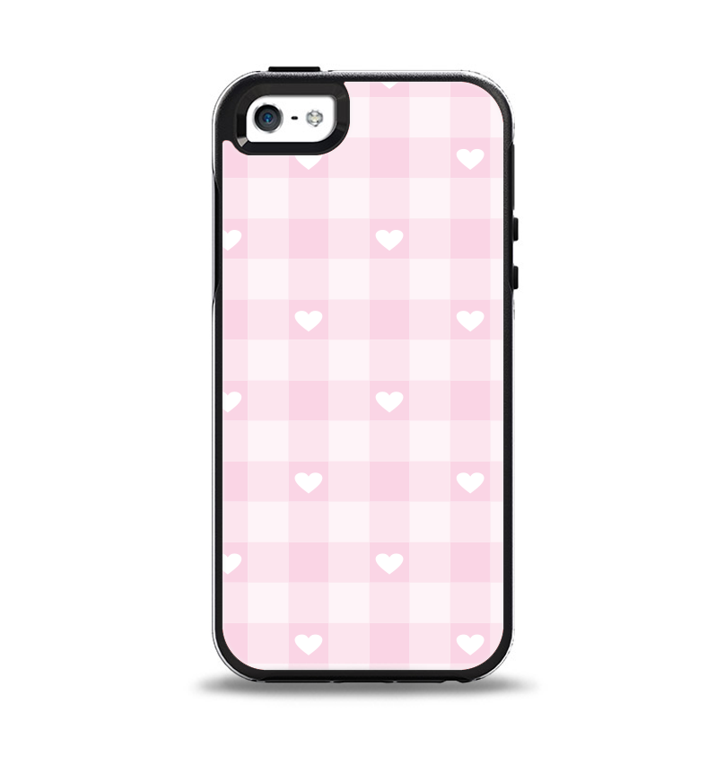 The Light Pink Heart Plaid Apple iPhone 5-5s Otterbox Symmetry
