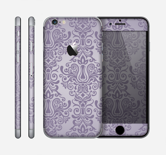 The Light Purple Damask Floral Pattern Skin for the Apple iPhone 6