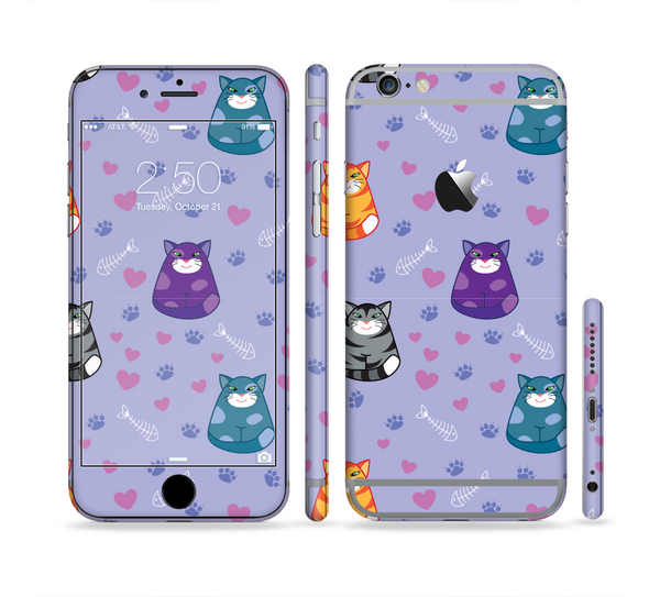 The Light Purple Fat Cats Sectioned Skin Series for the Apple iPhone 6 Plus